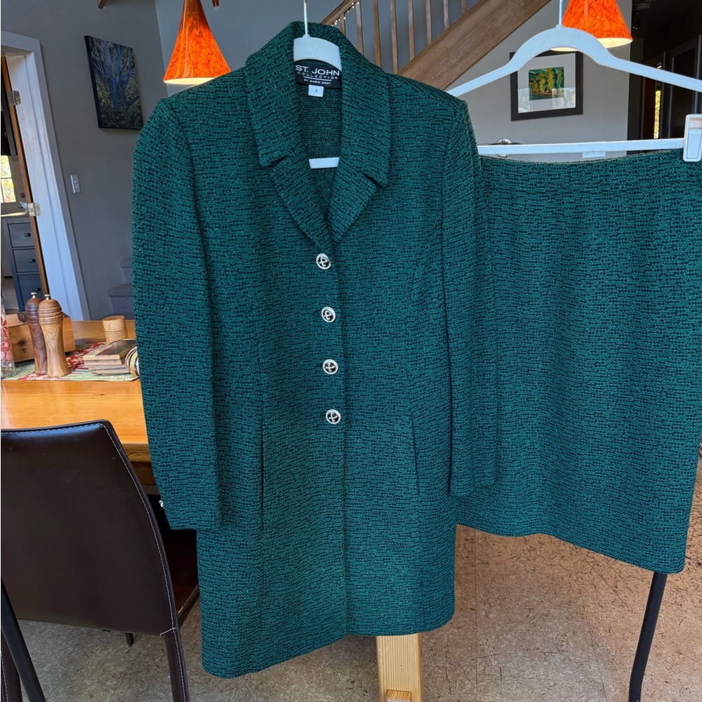 St. John Collection Emerald Tweed Ensemble